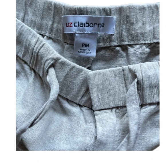 Liz Claiborne Linen Cotton Cropped Comfortable Pants Petite Medium - Picture 4 of 12